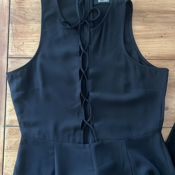 Missguided Black jumpsuit with lace up front size 12 - Picture 3 of 14